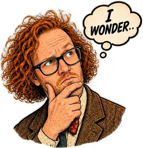 Illustration: a shrug and a raised eyebrow, thinking “I wonder...”